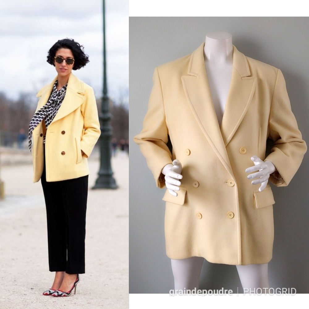 Mondi Easter Yellow Oversized Wool Blazer Coat 40 - image 1